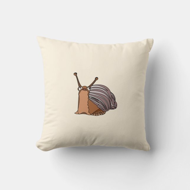 Yellow Throw Pillow with Happy Snail Choose Colour (Front)