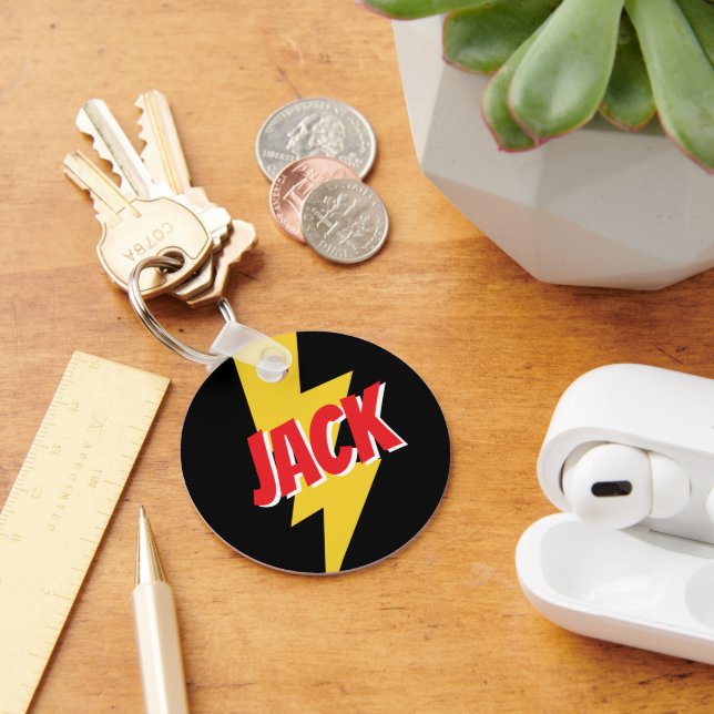 Yellow thunder bolt lightning flash logo custom key ring (Desk)
