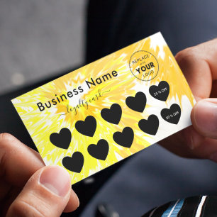 Yellow Tie Dye Add Logo Discount Minimal & Girly Loyalty Card