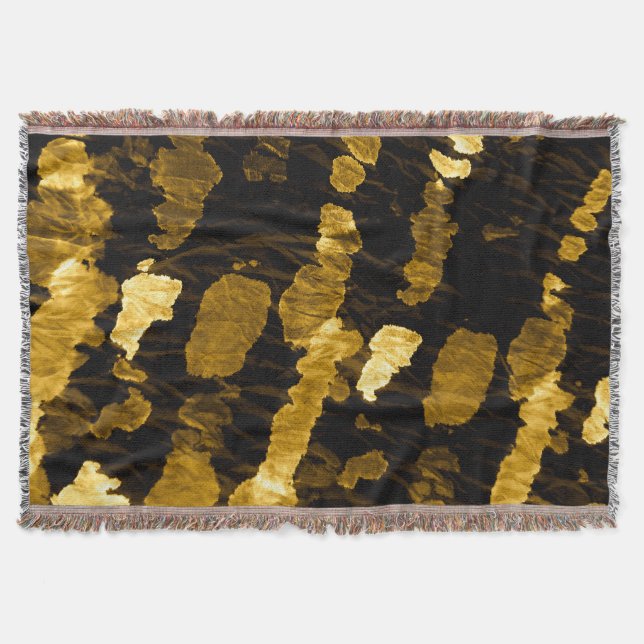 Yellow tie-dye splash, watercolor pattern. throw blanket (Front)