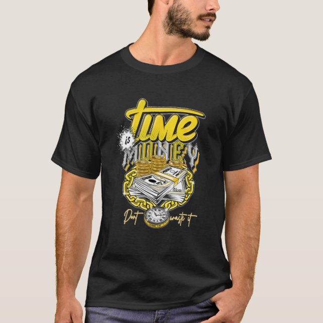Yellow Time Is Money Matching For Men Women T-Shirt (Front)