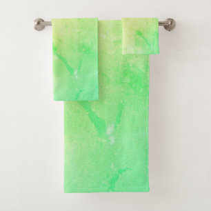 Yellow to Green Ombre Type Bath Towel Set