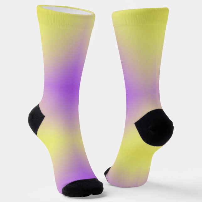 Yellow to Purple Diamond Pattern Gradient Socks (Angled)