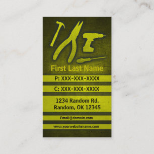 Yellow tools grunge custom business cards