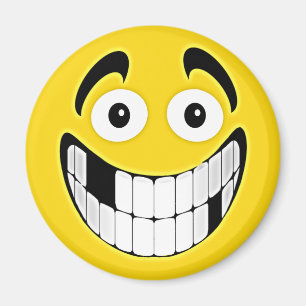 Yellow Toothless Grin Face Magnet
