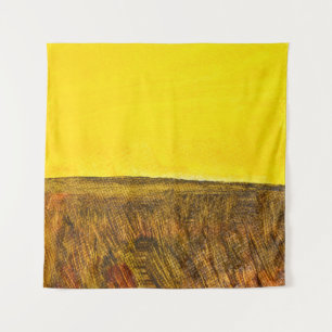 Yellow top and brown bottom. Abstract landscape. F Tapestry