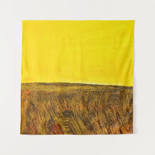 Yellow top and brown bottom. Abstract landscape. F Tapestry (Front)