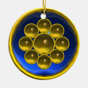 YELLOW TOPAZ,BLUE SAPPHIRE GEMSTONE MON CERAMIC TREE DECORATION