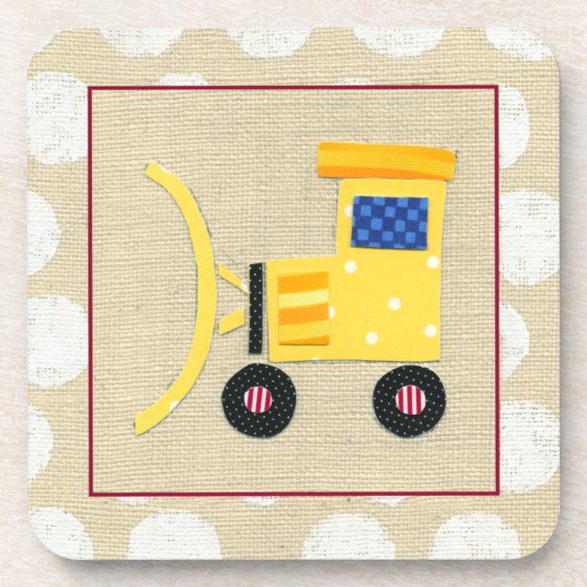 Yellow Toy Bulldozer Truck by Chariklia Zarris Coaster (Front)
