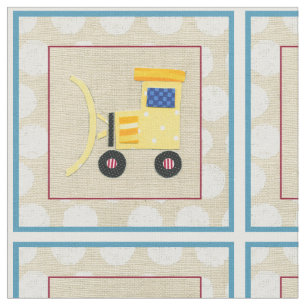 Yellow Toy Bulldozer Truck by Chariklia Zarris Fabric