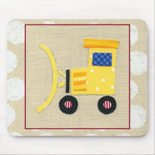 Yellow Toy Bulldozer Truck by Chariklia Zarris Mouse Pad