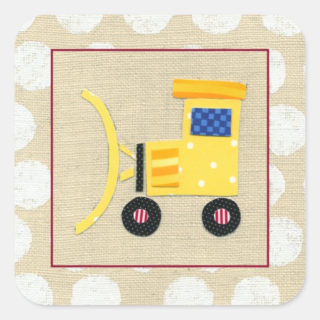Yellow Toy Bulldozer Truck by Chariklia Zarris Square Sticker (Front)