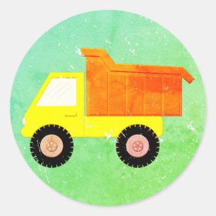 Yellow Toy Truck Distressed Classic Round Sticker