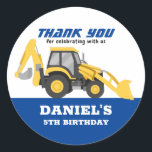 Yellow Tractor for Kids Boys Birthday Party Classic Round Sticker<br><div class="desc">Cute party favours for kids,  boys or girls who love big machine and construction vehicles. A colourful illustration of a tractor. Perfect for kids birthday party,  party favours and thank you label.</div>