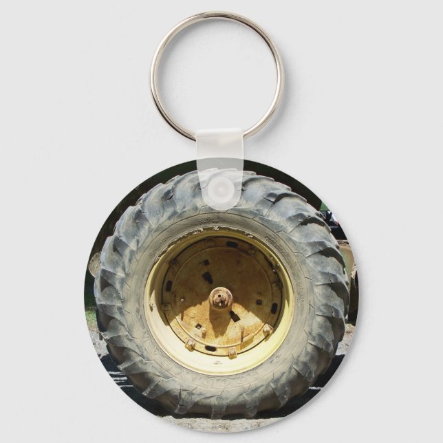 yellow tractor wheel key ring (Front)