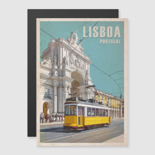 Yellow Tram, Augusta Street Arch. Lisbon, Portugal Magnetic Invitation