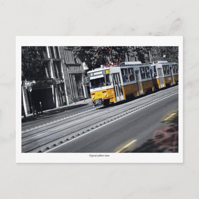 Yellow tram in Budapest Postcard (Front)