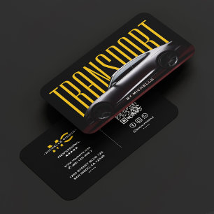 Yellow Transport Car Driver Auto care Modern Black Business Card