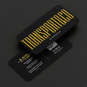 Yellow Transport Car Driver Black Modern Business Card