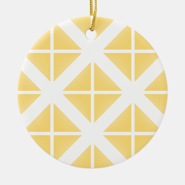 Yellow Trendy Triangle Pattern Ceramic Tree Decoration (Front)
