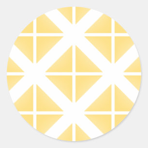 Yellow Trendy Triangle Pattern Classic Round Sticker