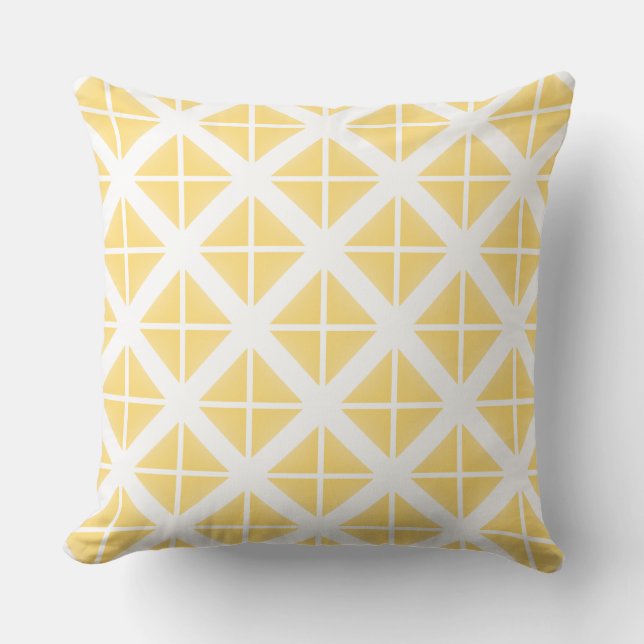 Yellow Trendy Triangle Pattern Cushion (Front)