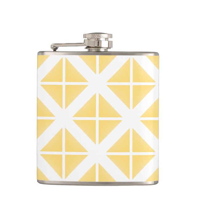 Yellow Trendy Triangle Pattern Hip Flask (Front)
