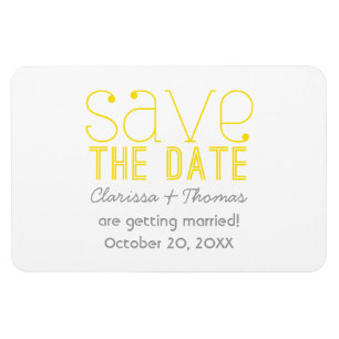 Yellow Trendy Typography Save the Date Magnet