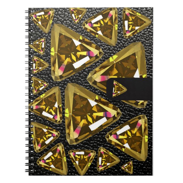 yellow triangle gems and leather notebook (Front)