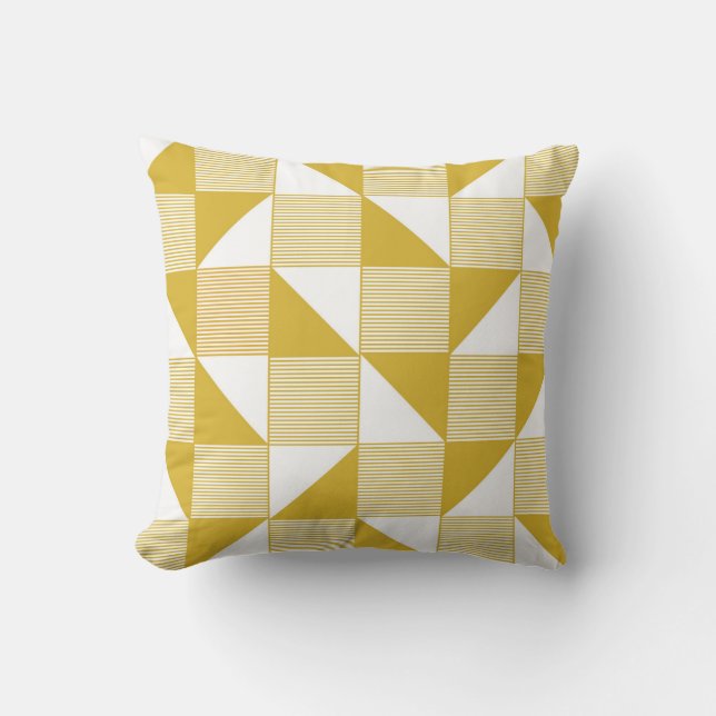 Yellow Triangles: Linear Seamless Pattern. Cushion (Front)