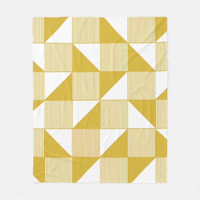 Yellow Triangles: Linear Seamless Pattern. Fleece Blanket (Front)