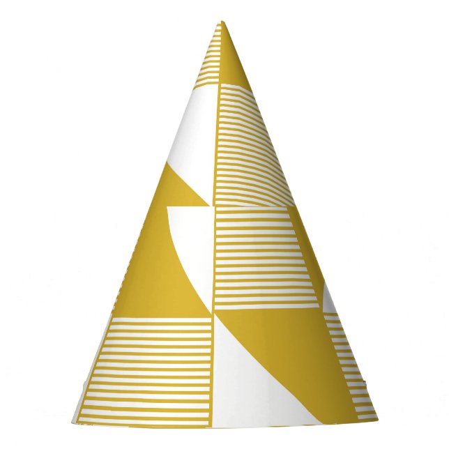 Yellow Triangles: Linear Seamless Pattern. Party Hat (Front)
