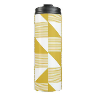 Yellow Triangles: Linear Seamless Pattern. Thermal Tumbler