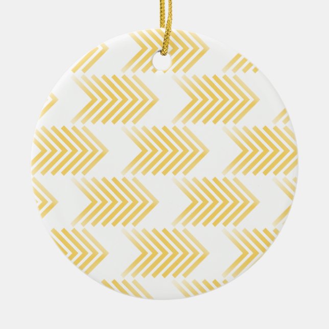 Yellow Tribal Arrow Pattern Ceramic Tree Decoration (Front)