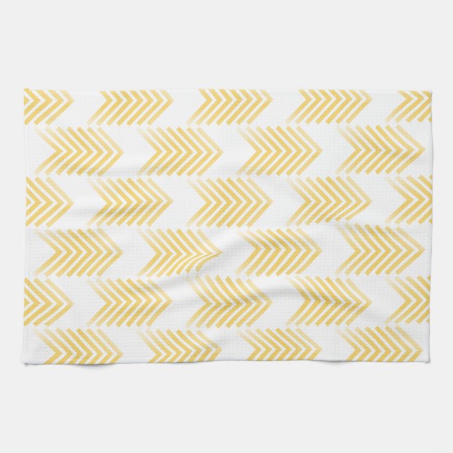 Yellow Tribal Arrow Pattern Tea Towel (Horizontal)