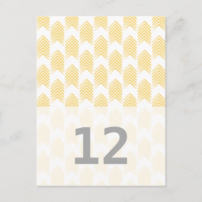 Yellow Tribal Arrows Table Number Postcard (Front)