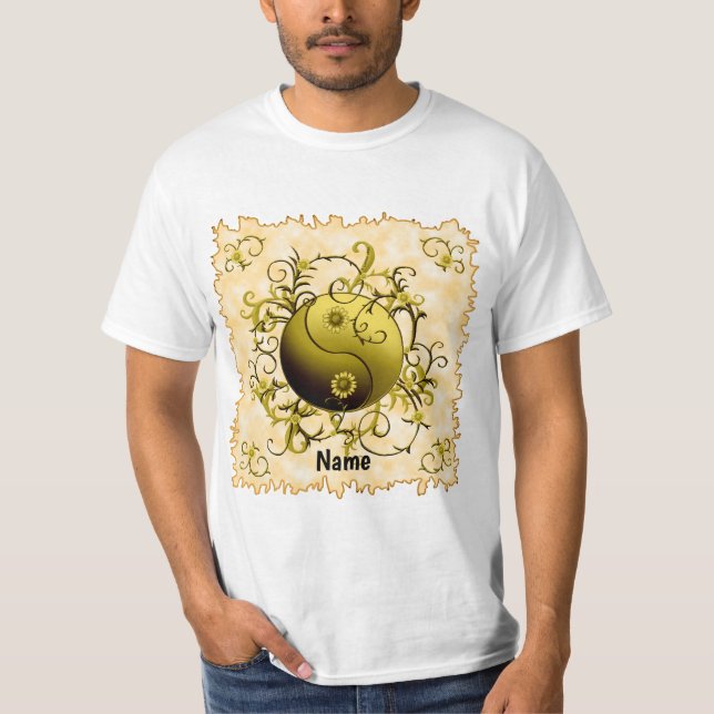 Yellow Tribal Yin Yang T-Shirt (Front)