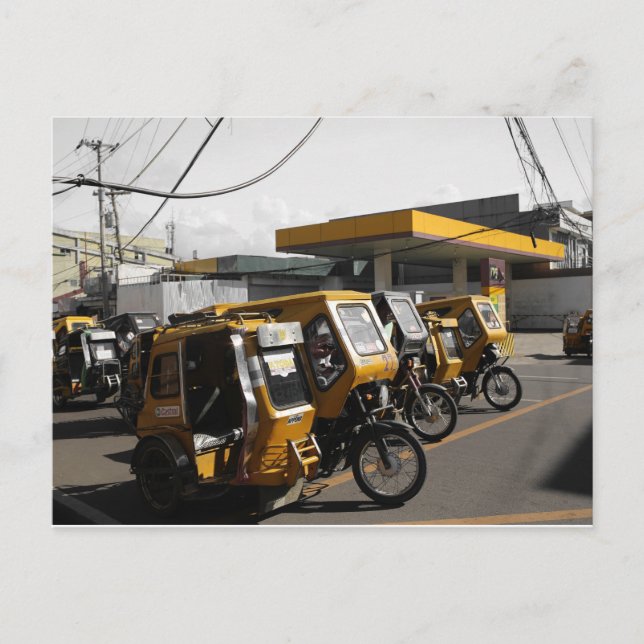 Yellow Tricycles in the Philippines Postcard (Front)