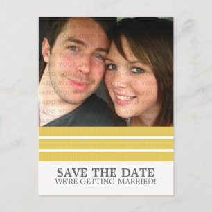 Yellow Triple Stripe Save the Date Postcard