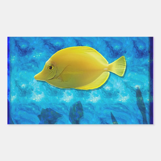 Yellow Tropical Fish Rectangular Sticker (Front)