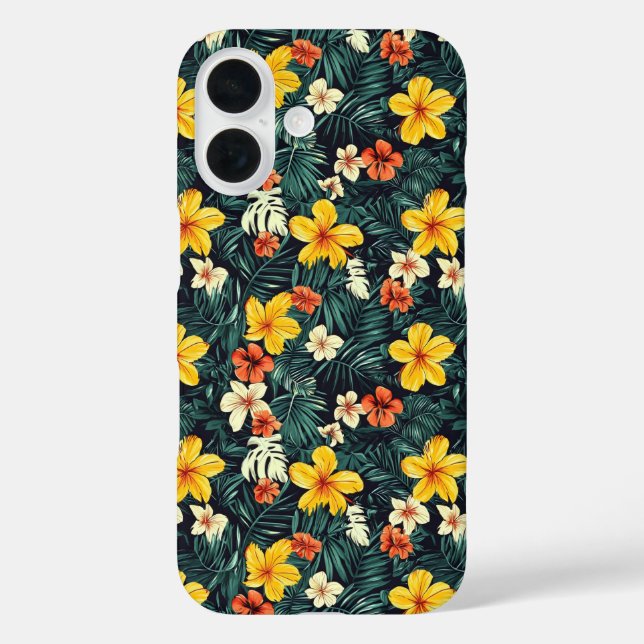 Yellow Tropical Flowers Pattern Case-Mate iPhone Case (Back)