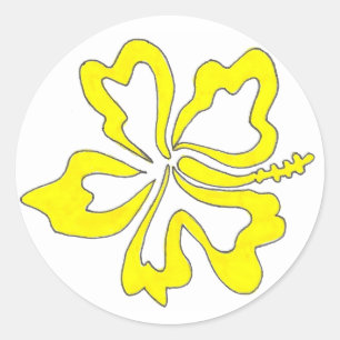 Yellow Tropical Hibiscus Flower Stickers