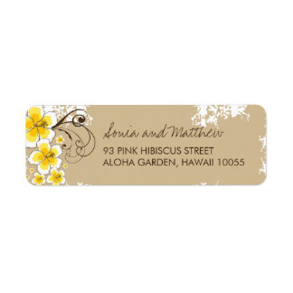 Yellow Tropical Hibiscus Wedding Address Labels