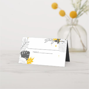 Yellow Tropical Leaves  Place Card