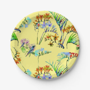 Yellow Tropical Paradise Paper Plate