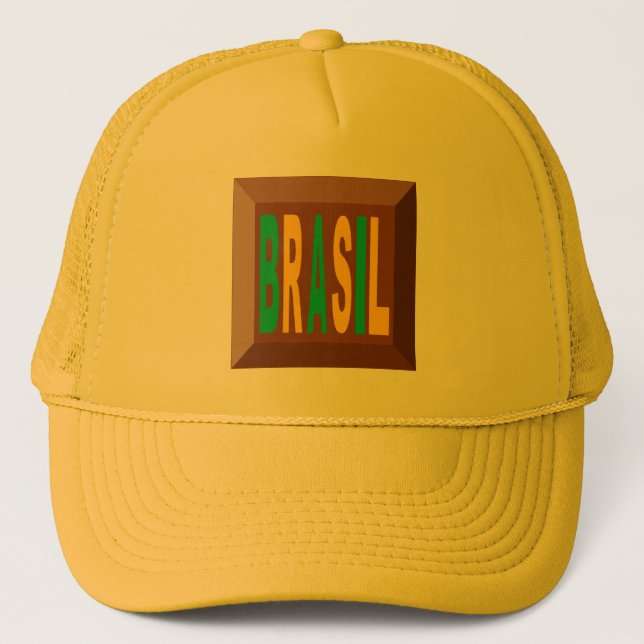 YELLOW TRUCKER CASQUETTE CHOCOLAT BRASIL HAT (Front)