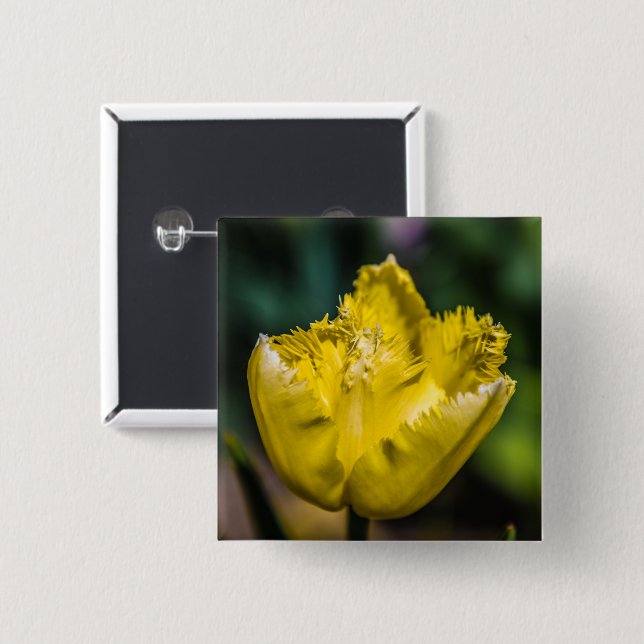 Yellow Tulip 15 Cm Square Badge (Front & Back)