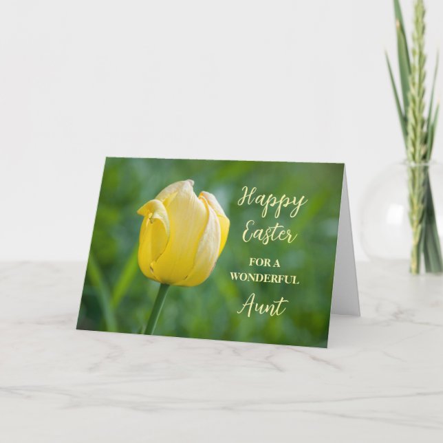 Yellow Tulip Aunt Happy Easter Holiday Card (Front)