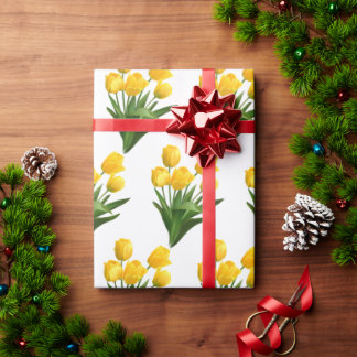 Yellow Tulip Bouquet Wrapping Paper
