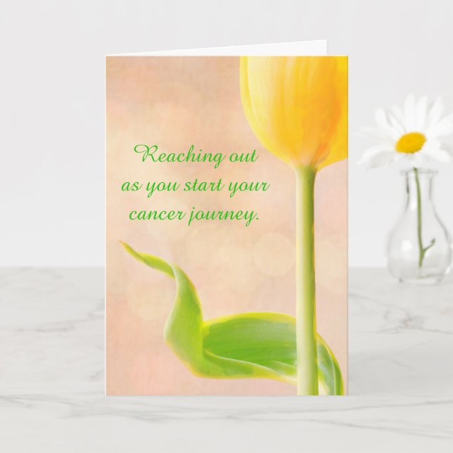 Yellow Tulip Cancer Support Folded Greeting Card (Small Plant)